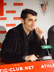 Valverde durante la rueda de prensa ofrecida en Ibaigane