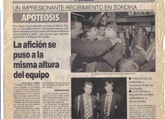 Recibimiento al ATHLETIC en Sondika 1994