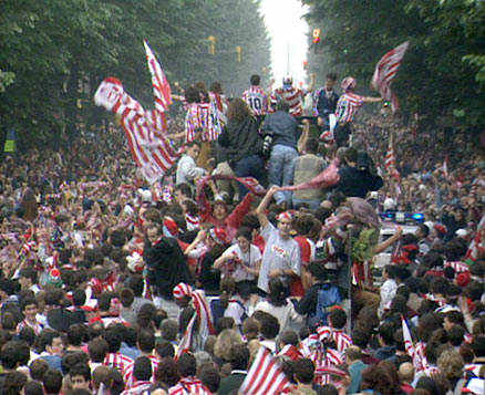 Celebración de la plaza en Champions