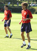 Julen y Orbaiz entrenando en Lezama .