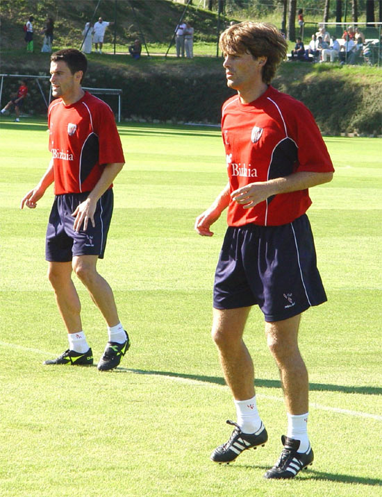 Julen y Orbaiz entrenando en Lezama .