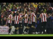 El equipo celebrando un gol de las semis