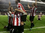 Celebración del tercer gol contra el Sevilla..