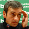 Edorta Murua en la rueda de prensa posterior al partido