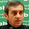 Edorta Murua en la rueda de prensa posterior al partido