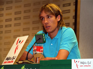David López en la rueda de prensa de San Mamés