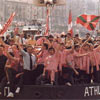 Celebrando el título en la gabarra