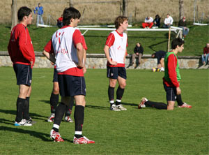 Un grupo de jugadores durante un entrenamiento