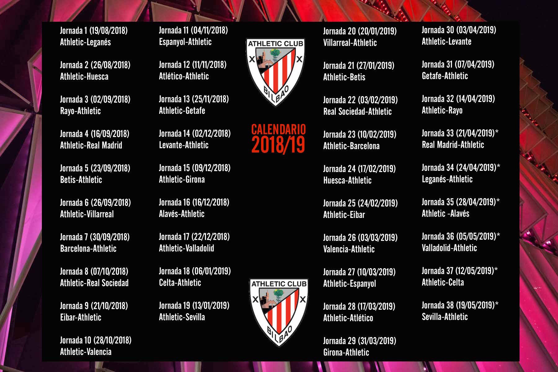 Calendario del athletic de bilbao