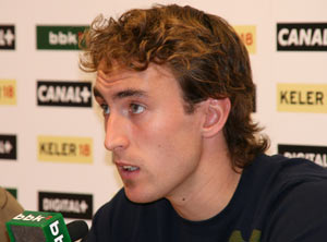 Ander Murillo en la rueda de prensa de Lezama