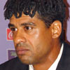 Frank Rijkaard durante la rueda de prensa ofrecida en el Hotel Carton a su llegada a Bilbao