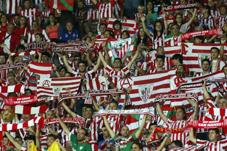 La afición del Athletic en San Paolo