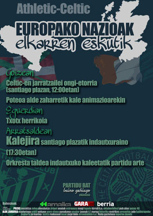 Cartel de los actos previos al Athletic Club Celtic