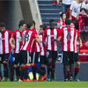 Los jugadores del Athletic celebran el gol de Williams ante el Espanyol