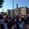 Las jugadores del Athletic celebran el título de Liga desde el balcón del Ayuntamiento de Bilbao