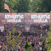 La afición del Athletic en el Athletic Hiria durante la Final de Copa de 2012 en Madrid