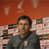 Cuco Ziganda durante una rueda de prensa con el Bilbao Athletic