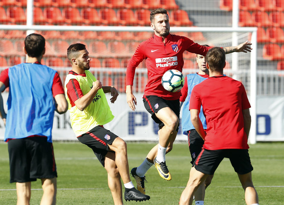 Jugadores del Atlético de Madrid durante un entrenamiento