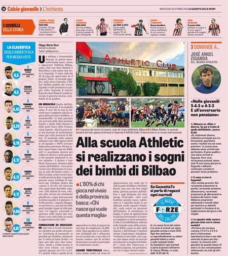 La Gazzetta dello Sport destaca el modelo del Athletic