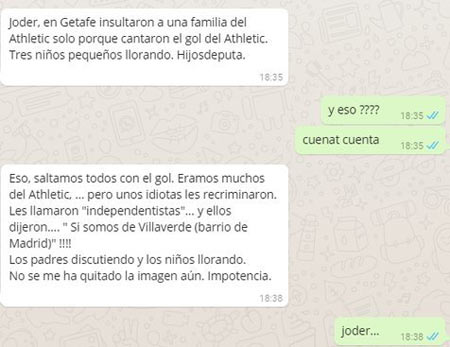Conversación de Whatsapp de la familia increpada en Getafe