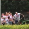 Los jugadores del Athletic a bordo del remolque de un tractor en la despedida de Gurpegi