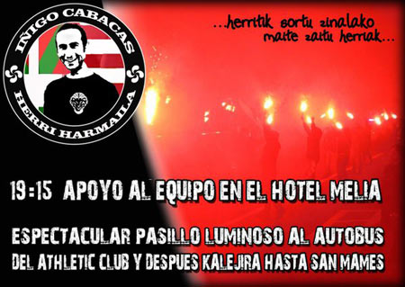 Cita a las 19:15h en el Hotel de concentración y en Sabino Arana para animar a los jugadores