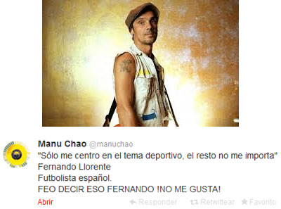 Manu Chao critica a Fernando Llorente en Twitter