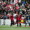 Los jugadores de la SD Formentera celebran un gol