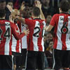 Los jugadores del Athletic celebran el gol de Williams ante el Barcelona
