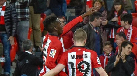 Iñaki Williams celebra su gol ante el Rayo